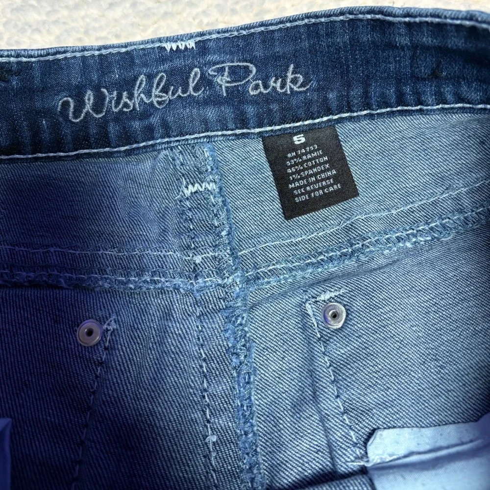 Y2K Wishful Park Denim Shorts Dark Wash Grunge Embroidered Cross Rhinestone #16